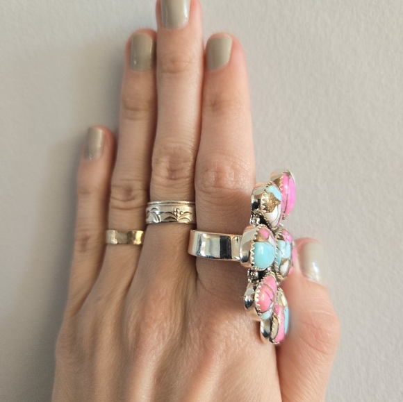 Cotton Candy Turquoise Sterling Ring - Picture 2 of 5